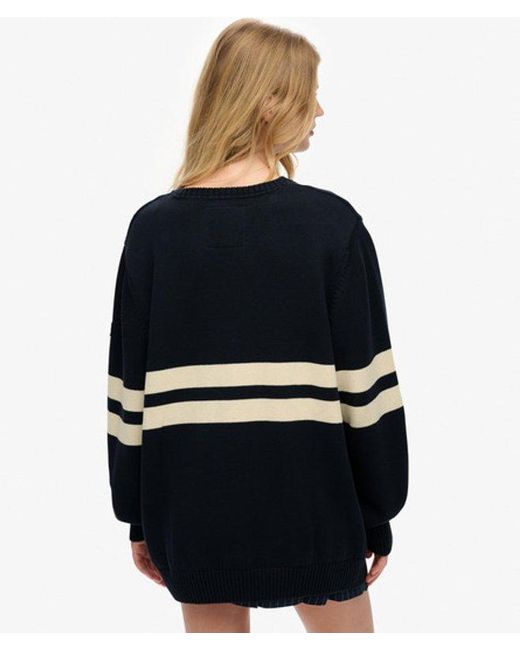 Superdry Blue & Co Oversized Striped V-neck Jumper