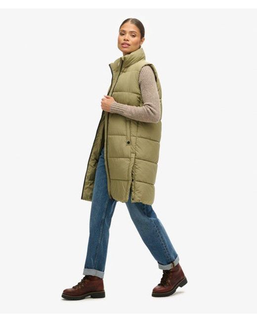 Superdry Green Longline Quilted Gilet