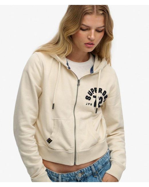 Superdry Natural & Co Athletic Relaxed Crop Zip Hoodie