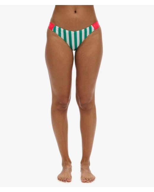 Superdry Blue & Co Striped Cheeky Bikini Bottoms