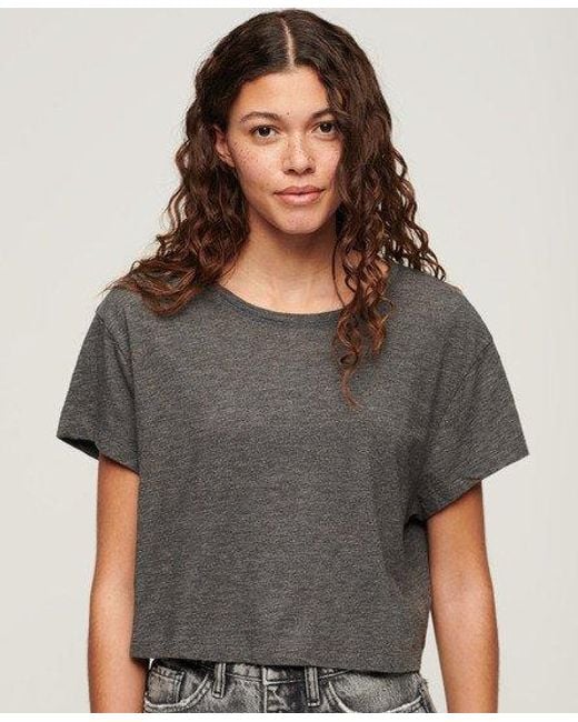 Superdry Gray Slouchy Cropped T-shirt