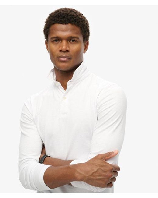 Superdry White & Co Studios Long Sleeve Jersey Polo Shirt for men