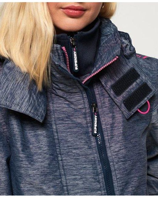 Superdry Blue Tech Hooded Pop Zip Sd-Windcheater Jacket New Marl/Fuchsia Sparkle
