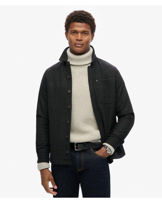 Superdry Black & Co Merchant Wool Texture Overshirt for men