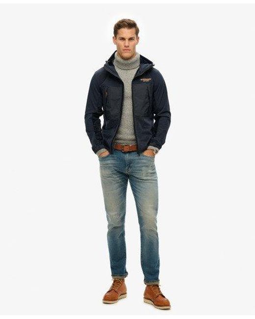 Superdry Blue Hooded Hybrid Trekker Jacket for men