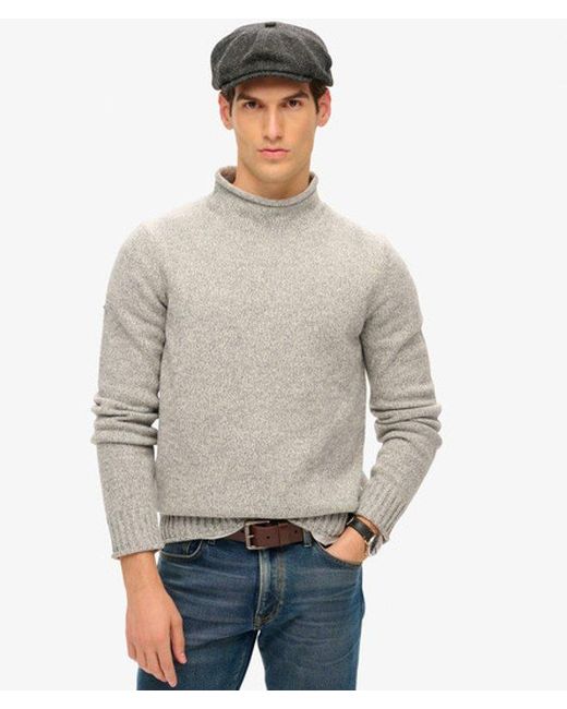 Superdry Gray 90S Roll Neck Jumper for men