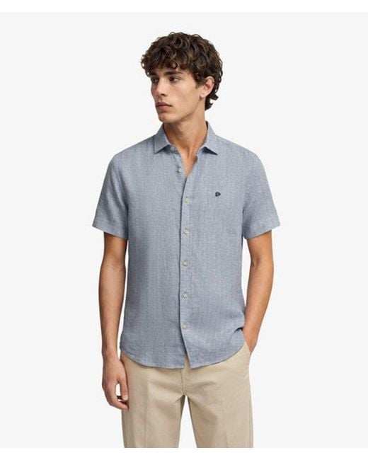 Superdry Blue & Co Riviera Short Sleeve Linen Shirt for men