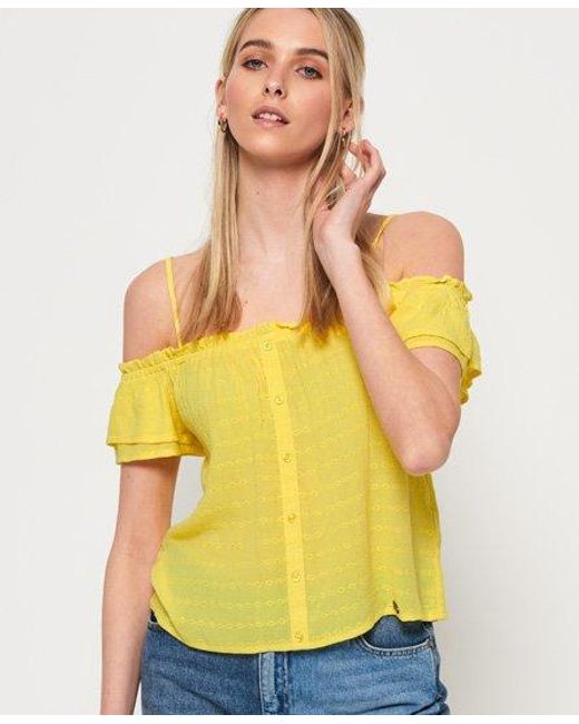Superdry Yellow Lea Peekaboo Top Pale Lemon