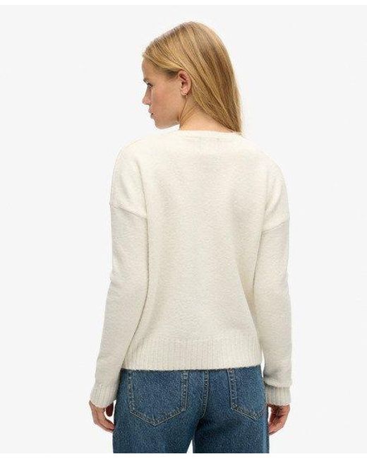 Superdry White Essential Crew Neck Jumper