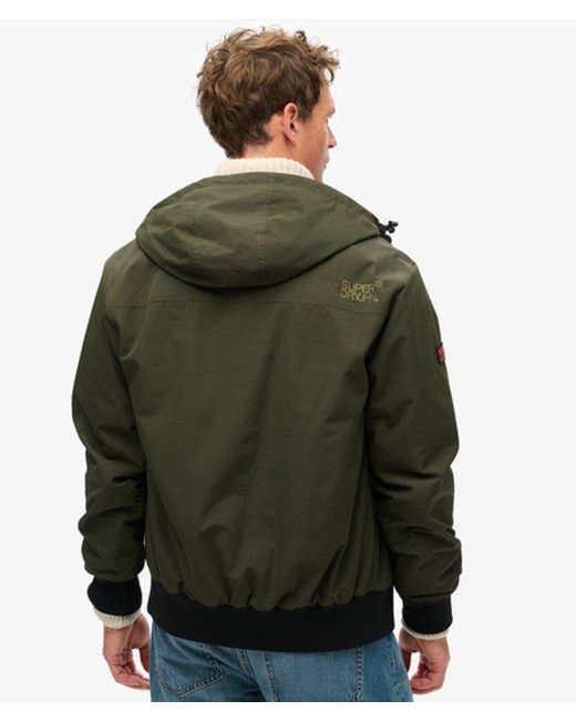 Superdry Green & Co Classic Embroidered Logo Surplus Nylon Hooded Bomber Jacket for men