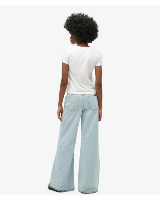 Superdry Blue & Co Raw Hem Wide Leg Flare Jeans