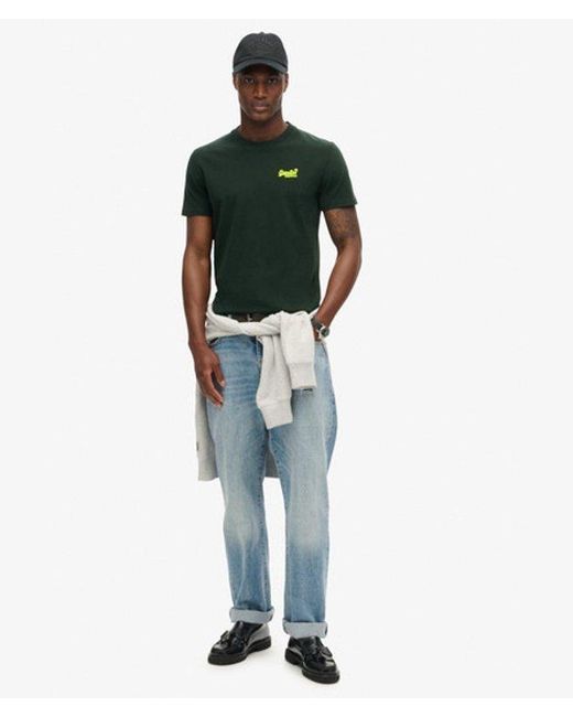 Superdry Green Embroidered Organic Cotton Essential Logo Crew Neck T-shirt for men