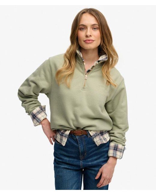 Superdry Green & Co Essential Logo Embroidered Half Zip Jumper