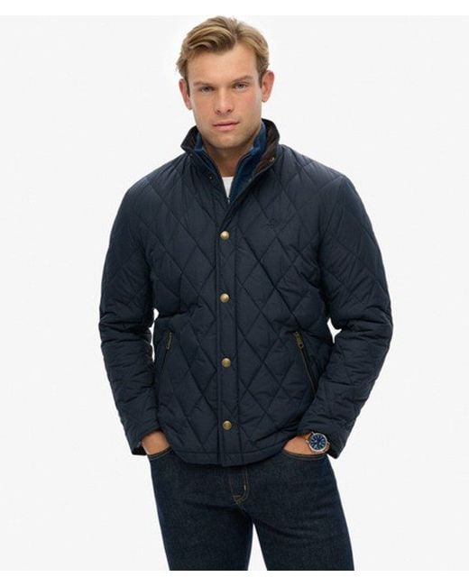 Superdry Blue Quilted Estate Country Jacket for men