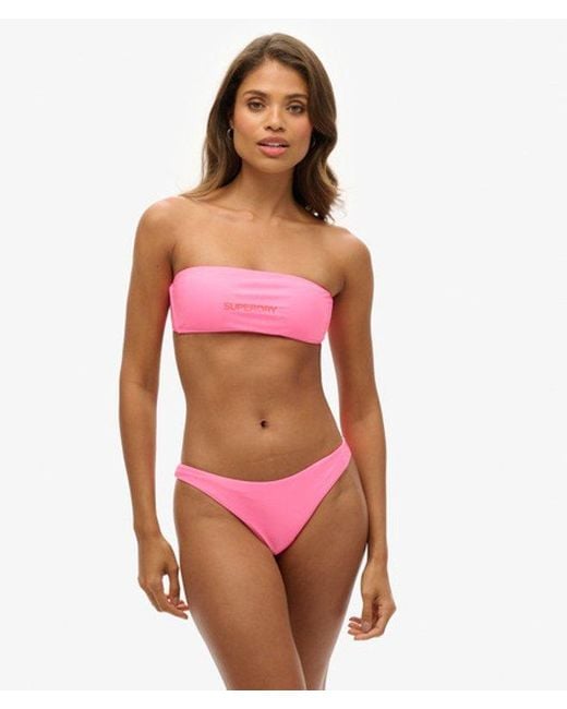 Superdry Pink & Co Logo Bandeau Bikini Top