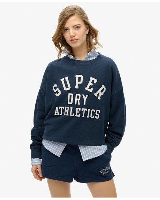 Superdry Athletic Essentials Relaxed Sweatshirt Met Appliqué in het Blue