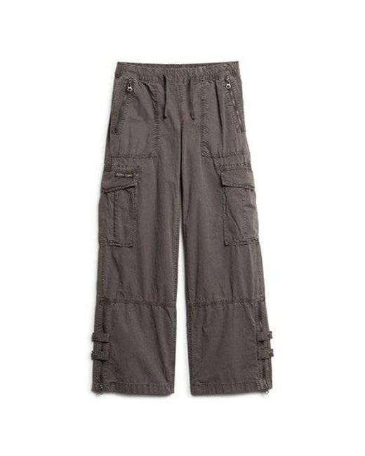 Superdry Gray Vintage Low Rise Elastic Cargo Pants