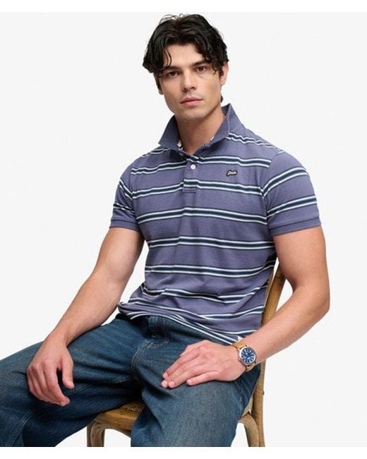 Superdry Blue & Co Vintage Stripe Jersey Polo Shirt for men