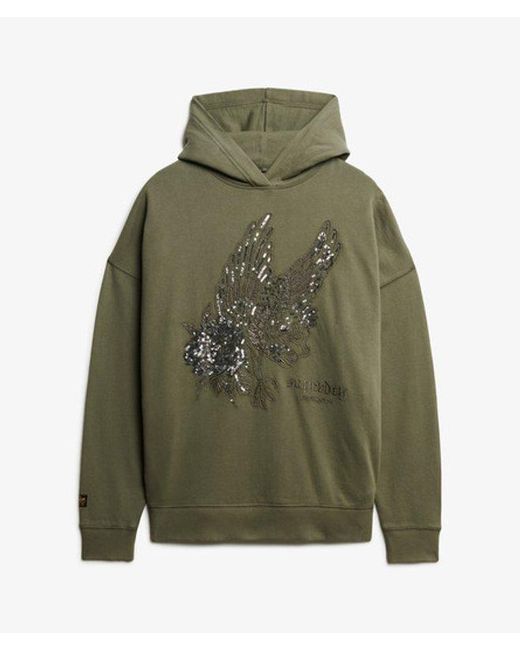 Femme Sweat À Capuche Overtaille Fantaisie Effet Tatouage Taille Superdry en coloris Green