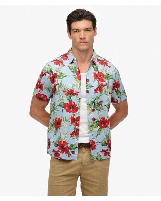 Superdry Red & Co Hawaiian Printed Shirt for men