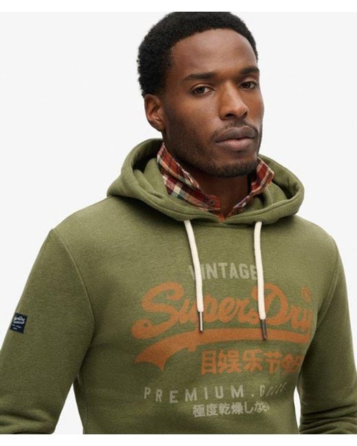 Superdry Green & Co Vintage Logo Premium Goods Graphic Hoodie for men