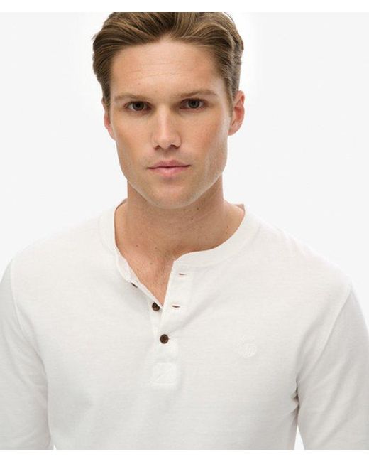 Superdry Classic Essential Grandad Top in het White voor heren