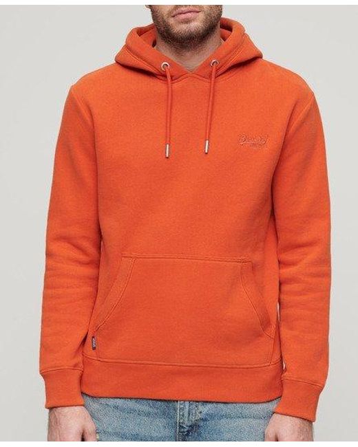 Superdry Orange Essential Logo Hoodie for men