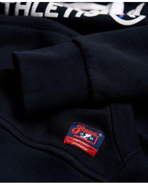 Superdry Blue Double Drop Athletic Hoodie Eclipse for men