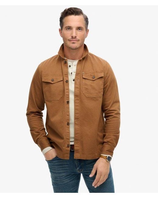 Superdry Brown The Merchant Store - Herringbone Overshirt for men