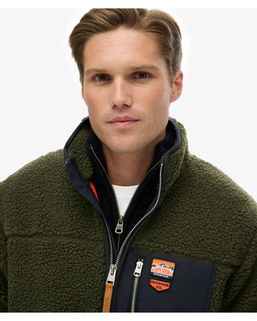 Superdry Green & Co Vintage Retro Borg Fleece Jacket for men