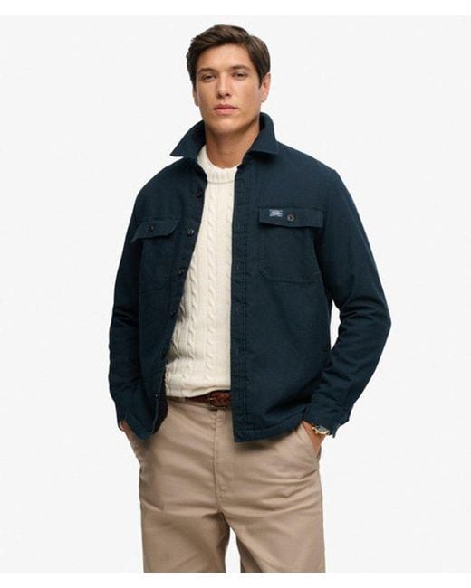 Superdry Blue & Co Vintage Borg Lined Miller Overshirt for men