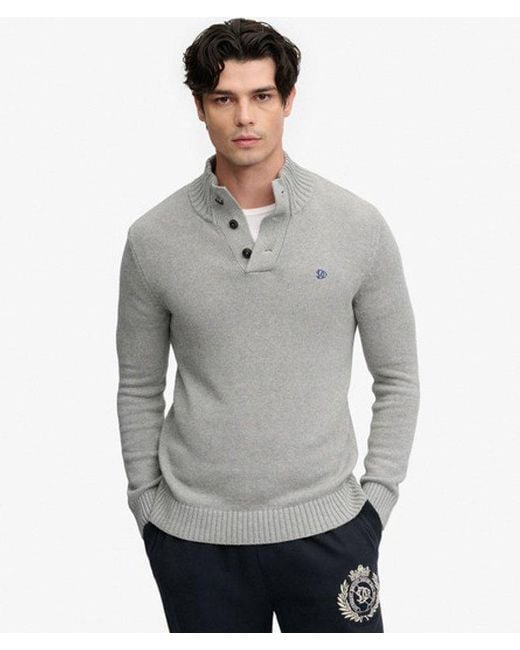 Superdry Gray & Co Cotton Button Henley Jumper for men