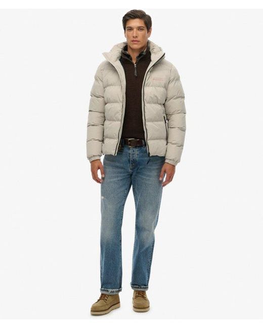 Superdry Men's Natural Hooded Microfibre Sport Puffer Jacket