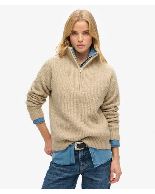 Superdry Blue & Co Essential Zip Neck Jumper