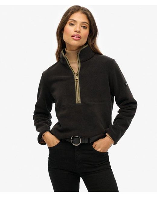 Superdry Estate Fleece Met Halve Rits in het Black