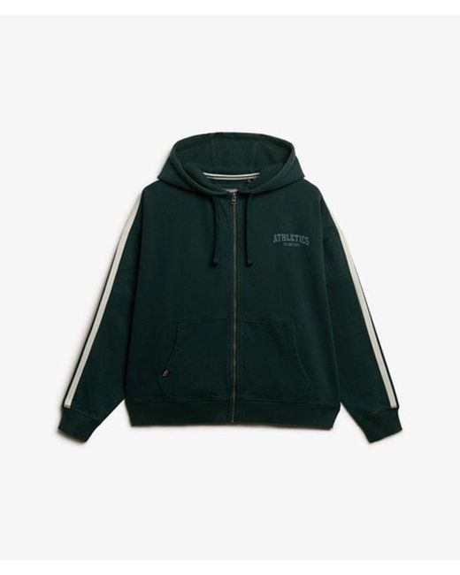 Superdry Athletic Essentials Hoodie Met Losse Pasvorm En Rits in het Green