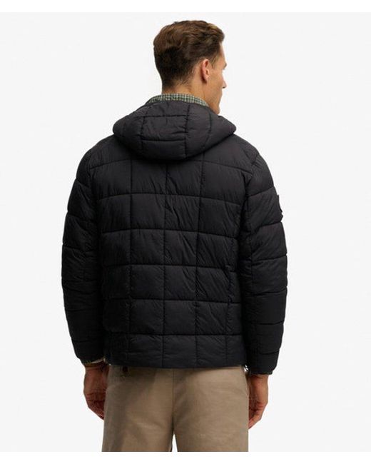 Superdry Blue & Co Hooded Box Quilt Fuji Lite Jacket for men