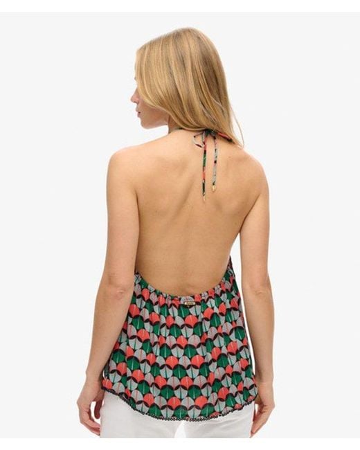 Superdry Green & Co Ladies Classic Printed Beach Halter Top