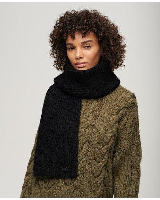 Superdry Black Ribbed Knit Scarf