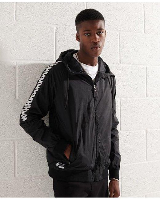 Superdry Black Hooded Track Sd-Windrunner Jacket for men