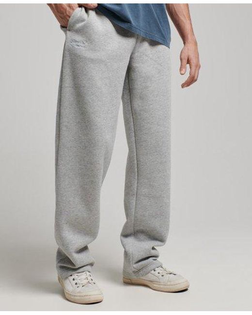 Superdry Gray Organic Cotton Vintage Logo Straight joggers for men