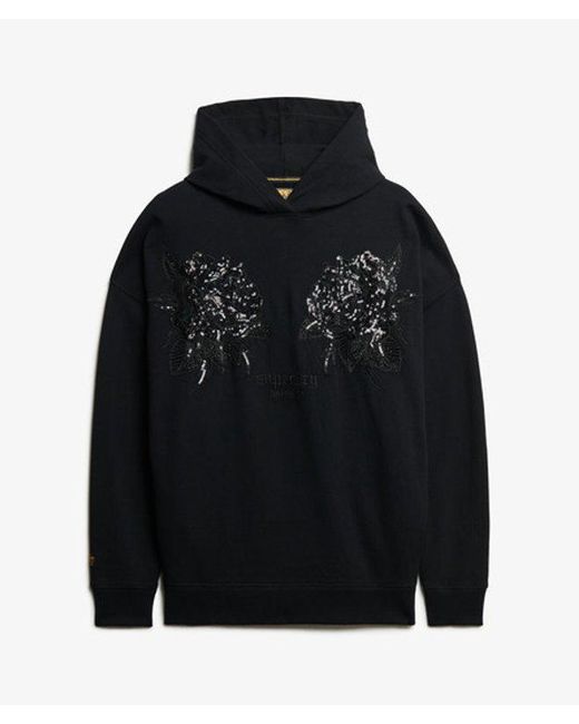 Superdry Black & Co Tattoo Embellished Oversized Hoodie