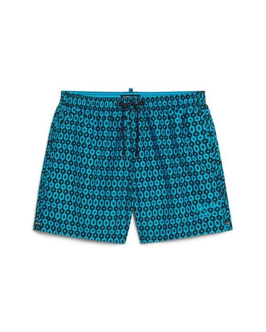Superdry Blue & Co Printed 15-inch Recycled Swim Shorts for men