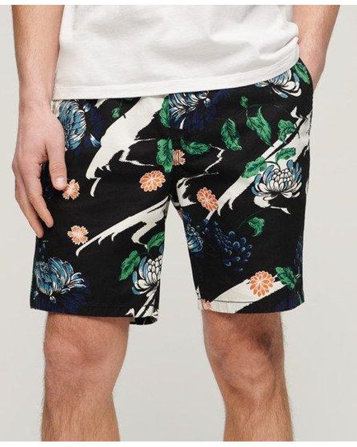 Superdry Green Floral Print Bermuda Shorts for men