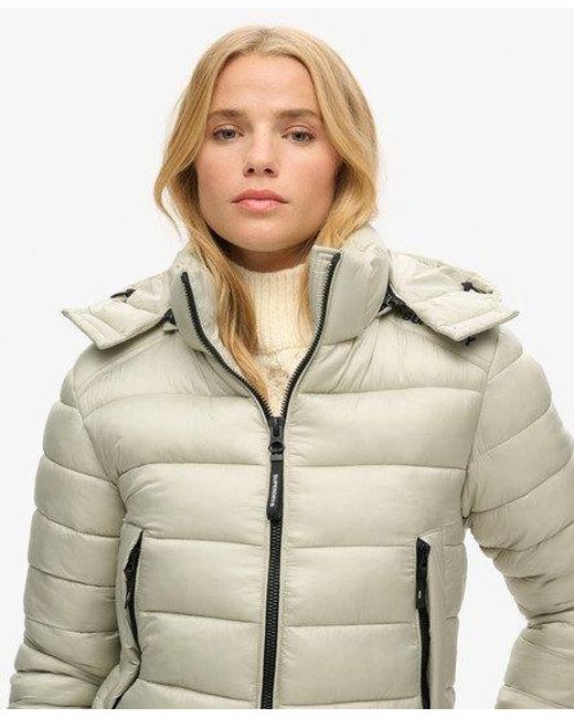 Superdry Natural Ladies Fully Lined Lightweight Cropped Sport Padded Jacket