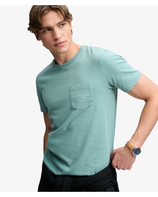 Superdry Blue Company Logo Relaxed Pocket T-Shirt for men