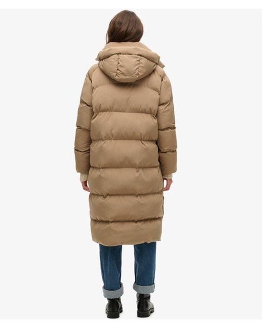 Superdry Natural & Co Classic Long Hooded Puffer Coat