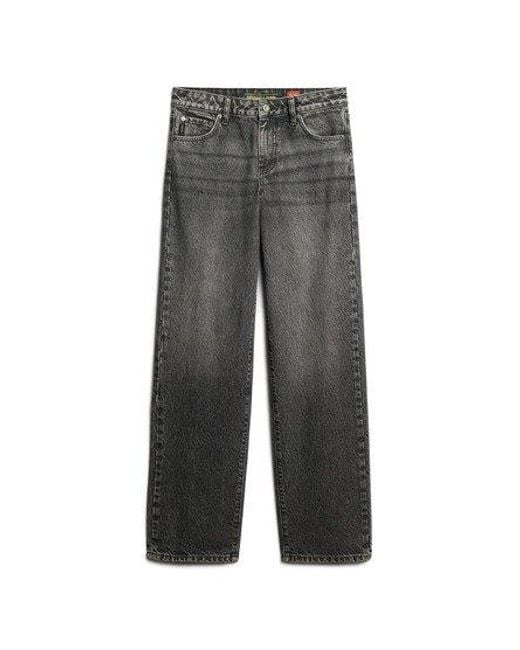 Superdry Gray Mid Rise Wide Leg Jeans