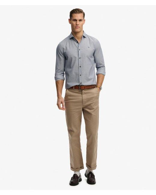 Superdry Gray & Co Cut Away Poplin Long Sleeve Shirt for men