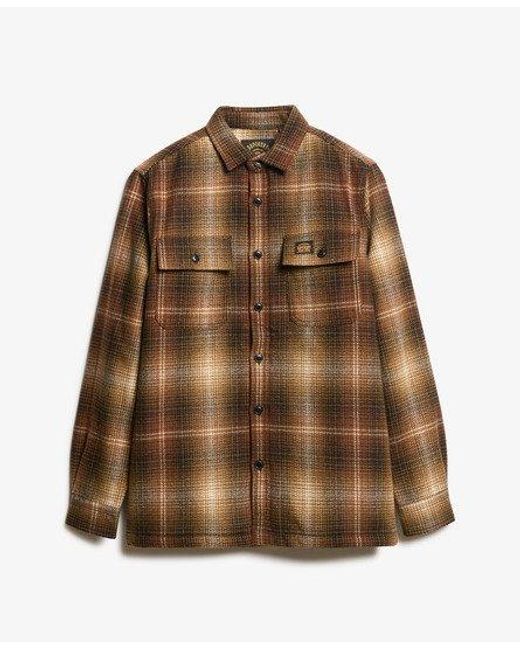 Superdry Brown Wool Miller Overshirt for men